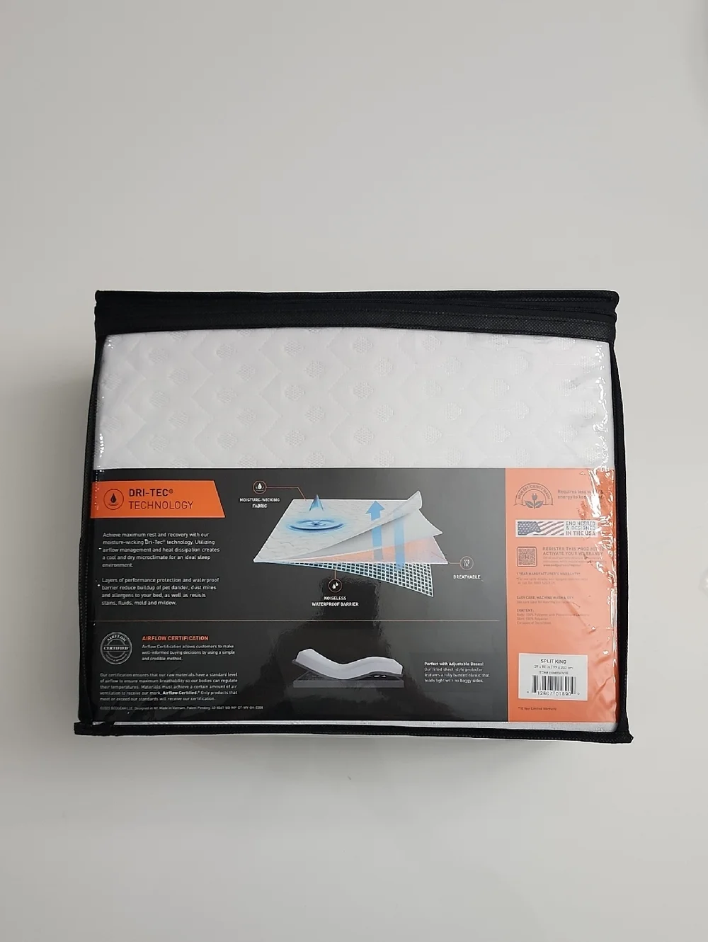 Bedgear Dri-Tec Performance Mattress Protector Split King White NWT